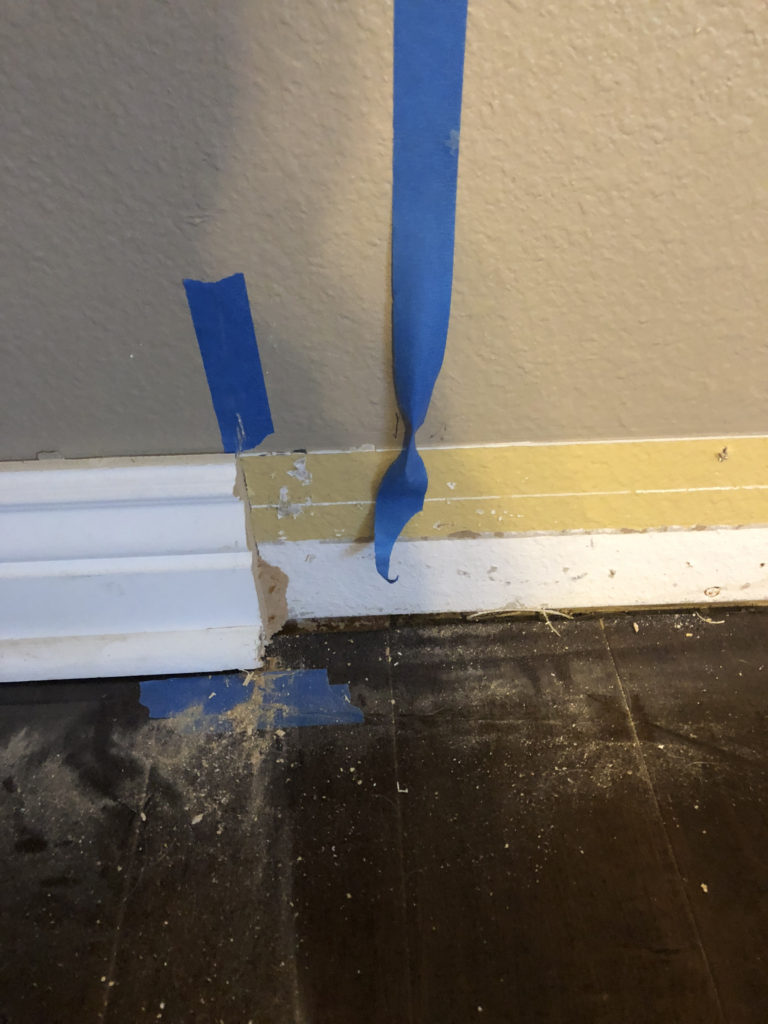 Cutting away the floor molding